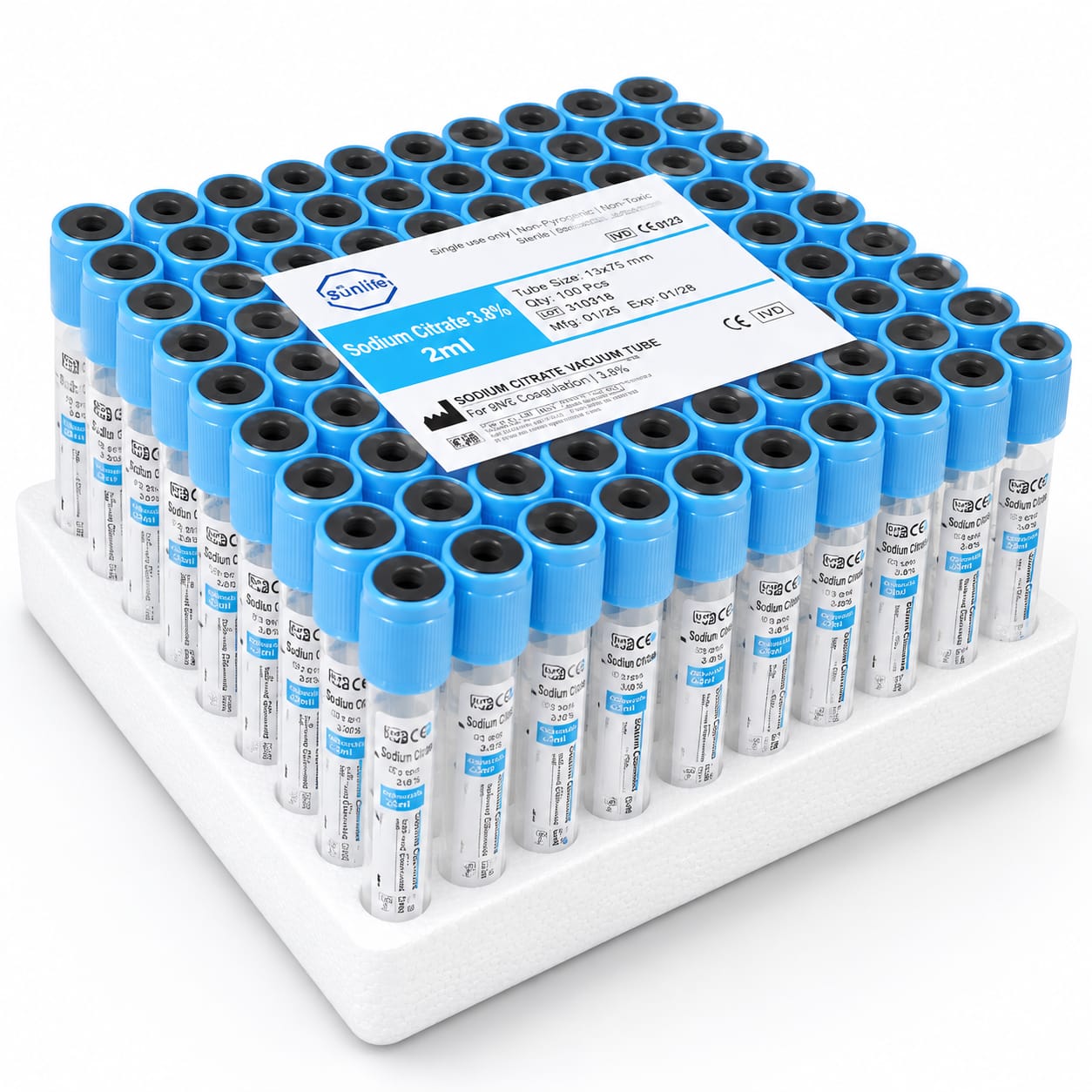 VACCUM TUBE 100 PCS | 10ML SODIUM CITRATE